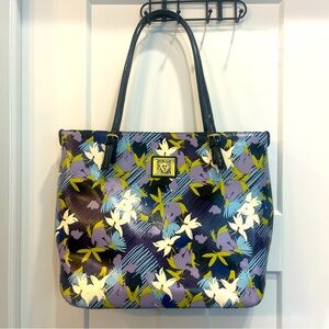 ANNE KLEIN Multi Colored Floral Shoulder Bag‎ Coated Canvas Hand Bag Tote